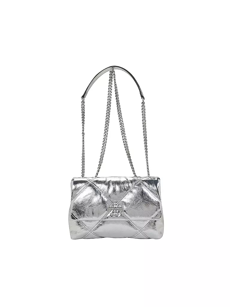 TORY BURCH Ledertasche - Umhängetasche KIRA Small silber