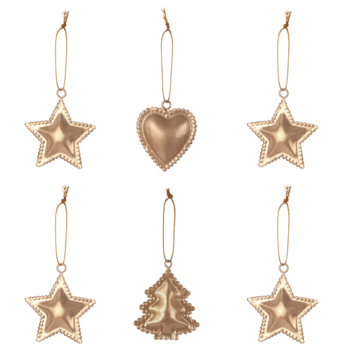 Christmas Goods figuur kerstdecoratie ornament goud metaal 6 stuks