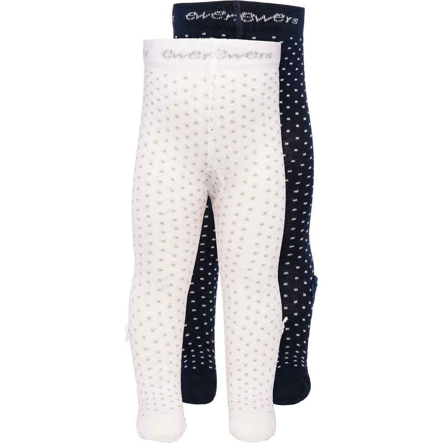 Ewers Babystrumpfhose 2er Pack Pünktchen mit Schleife navyweiß