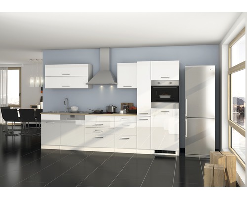 Held Furniture keukenblok zonder apparatuur Milan 330 cm wit hoogglans gedemonteerd omkeerbaar variant 624.1.6210