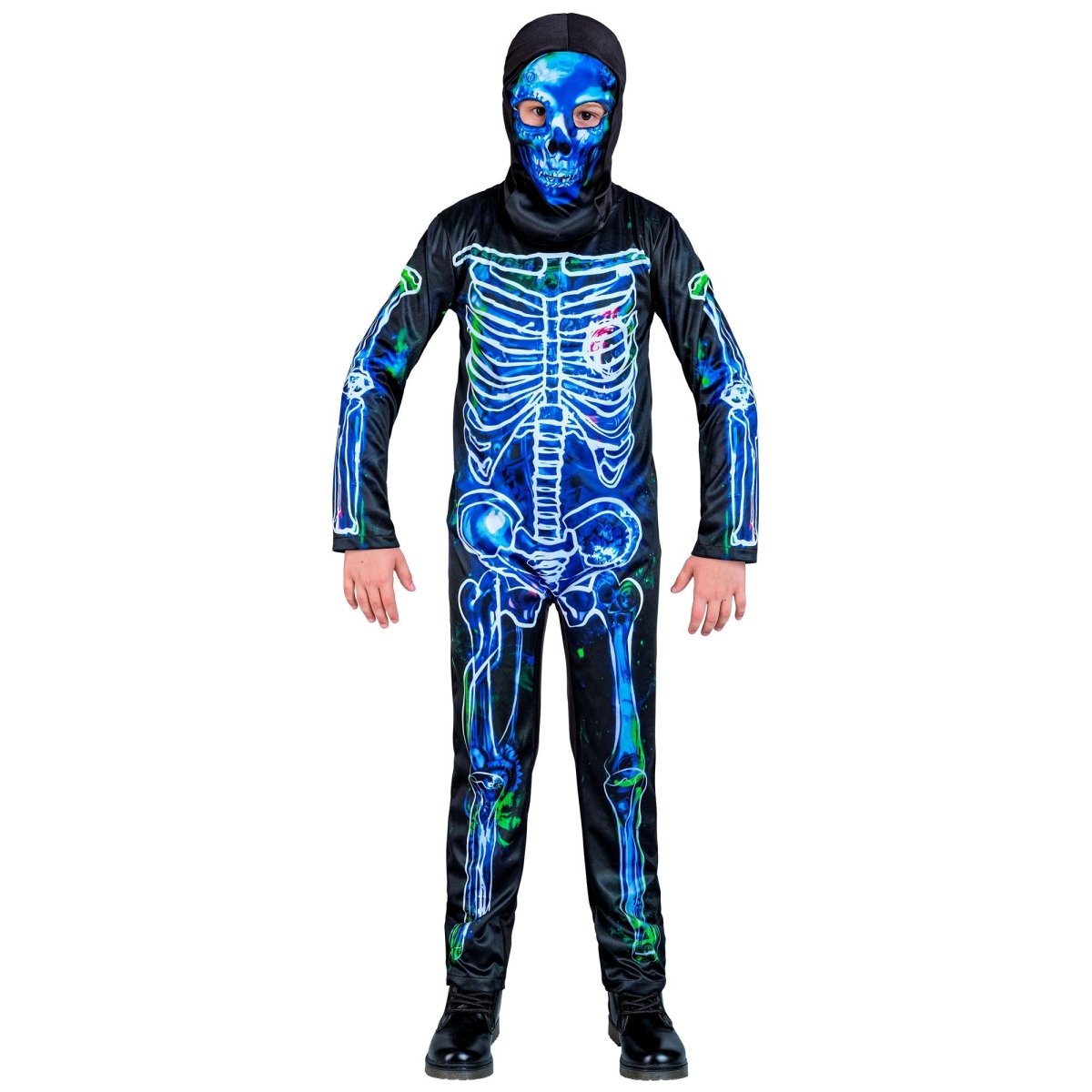 Halloween Kostuum Zwart Blauw Kind Skelet 2 delig