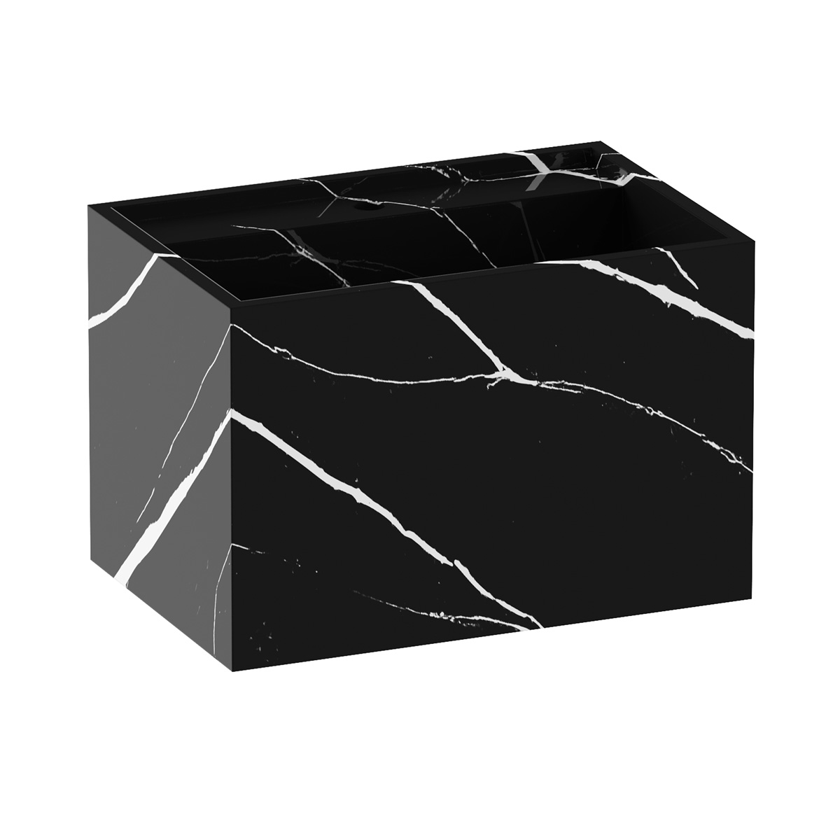 Brauer Nova vrijhangende wastafel marmerlook 60cm met kraangat nero marquina
