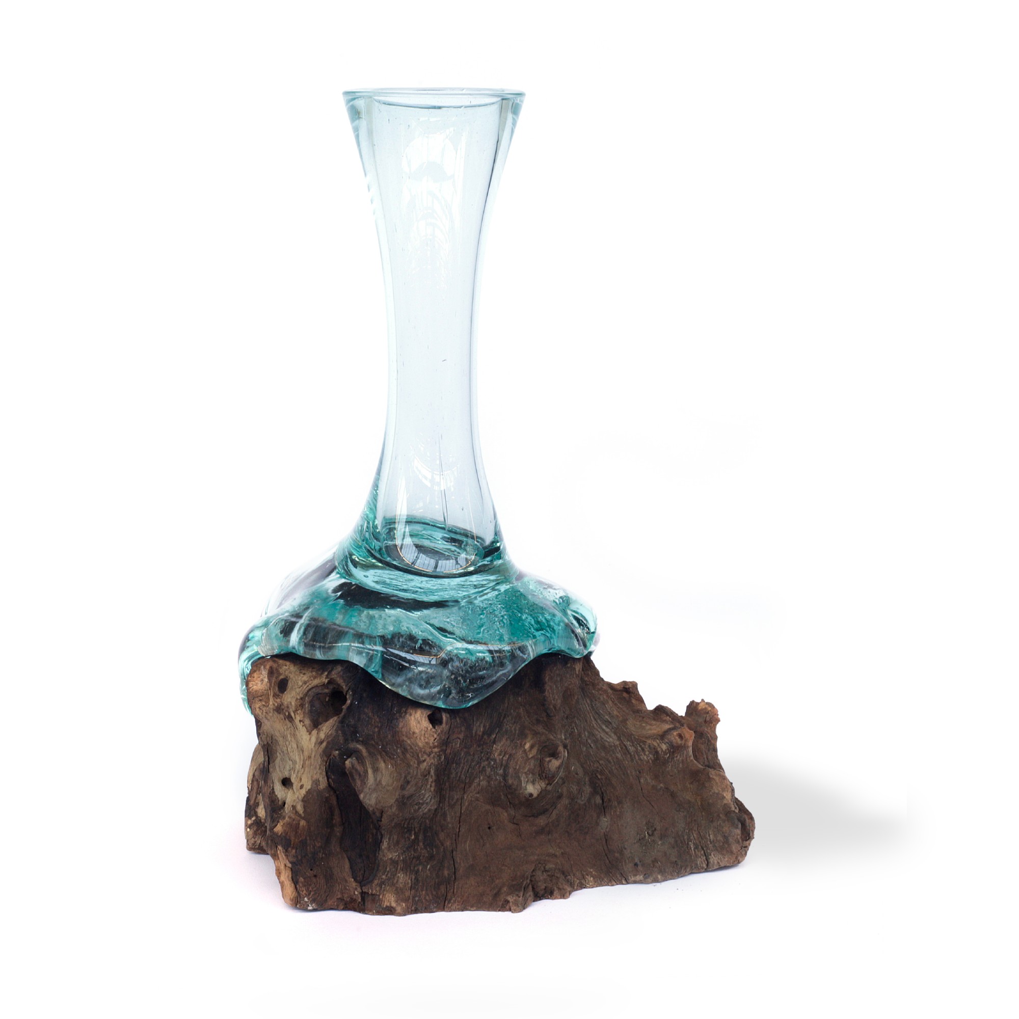Glasvase aus Wurzelholz, B ca. 20 cm, H ca. 30 cm von fischer's lagerhaus