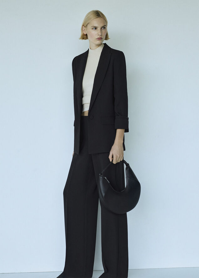 MANGO Turn-down sleeve blazer Black