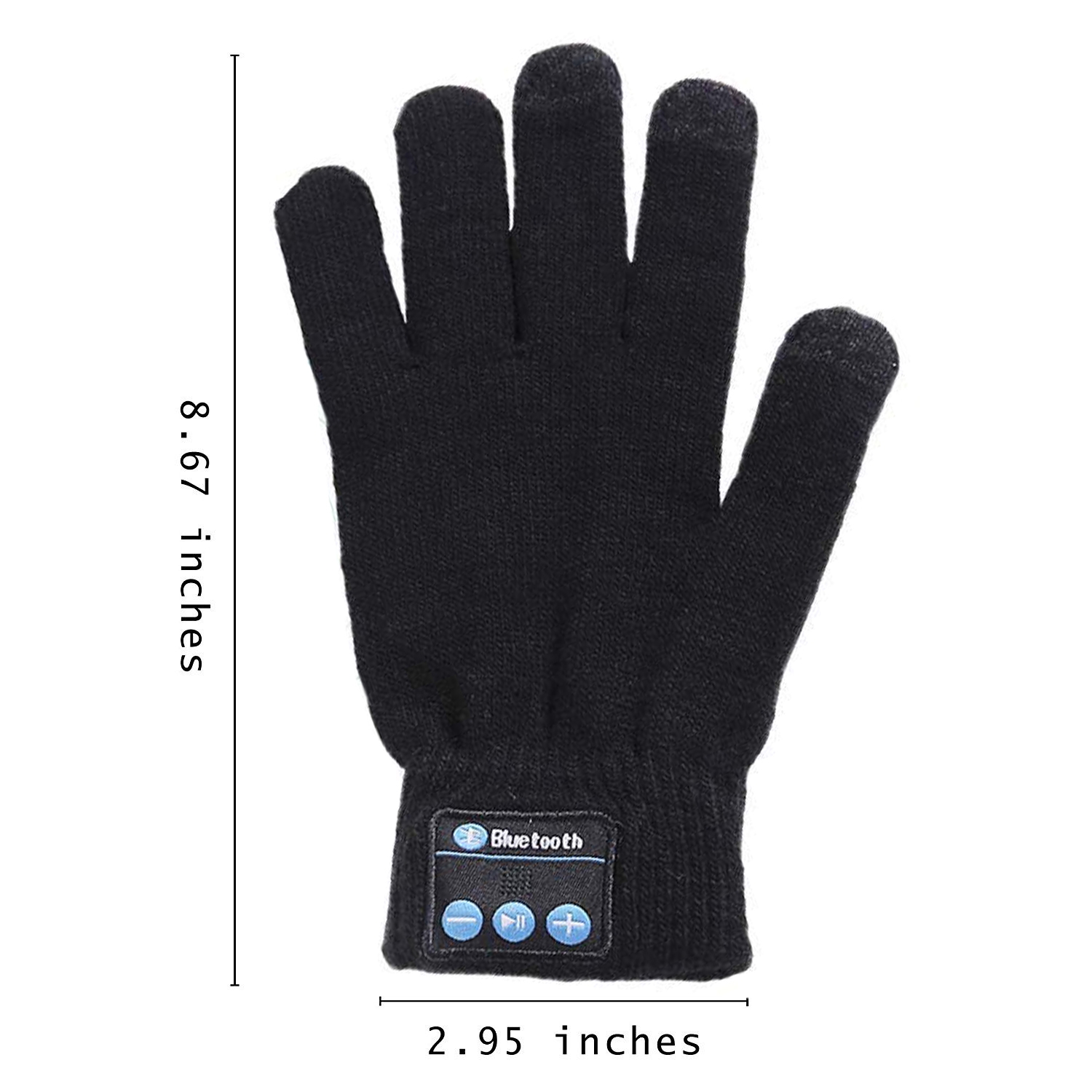 (1 Paar) Kapazitive Touch Screen Strick Handschuhe mit Bluetooth Handsfree Headset für Smartphone / Tablet (Unisex) - Schwarz