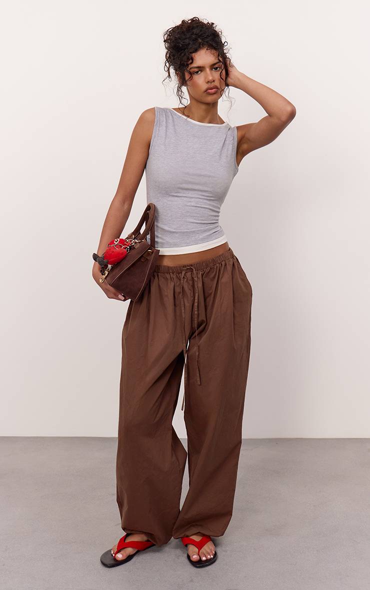 Chocolat Pantalon Ballon En Coton Avec Cordon De Serrage