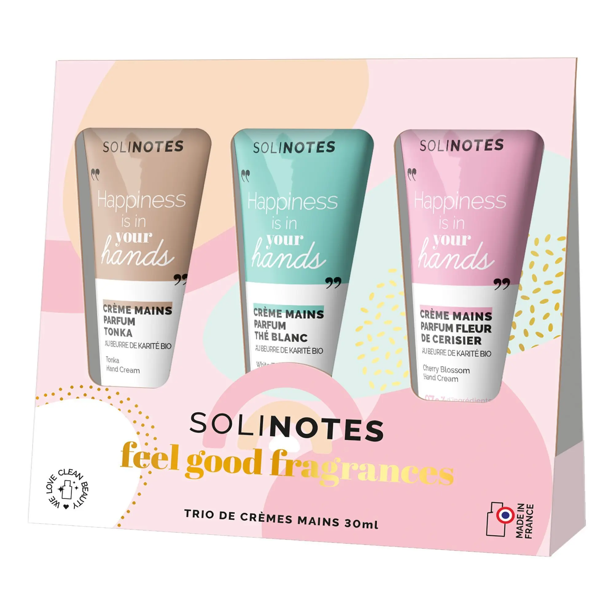 Solinotes - Coffret Trio crèmes mains 30ml Tonka, Thé Blanc, Cerisier- Femme