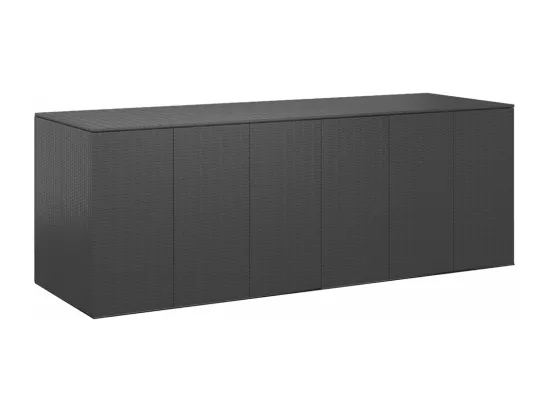 Boîte à coussins de jardin Résine tressée 291x100,5x104 cm Noir