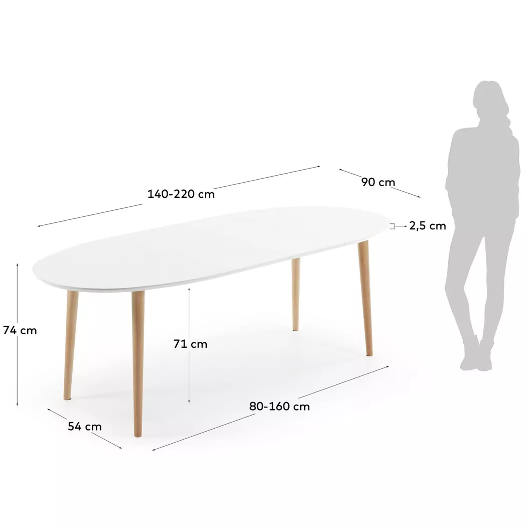 Esstisch mit Auszug Oakland 140/220 x 90 cm