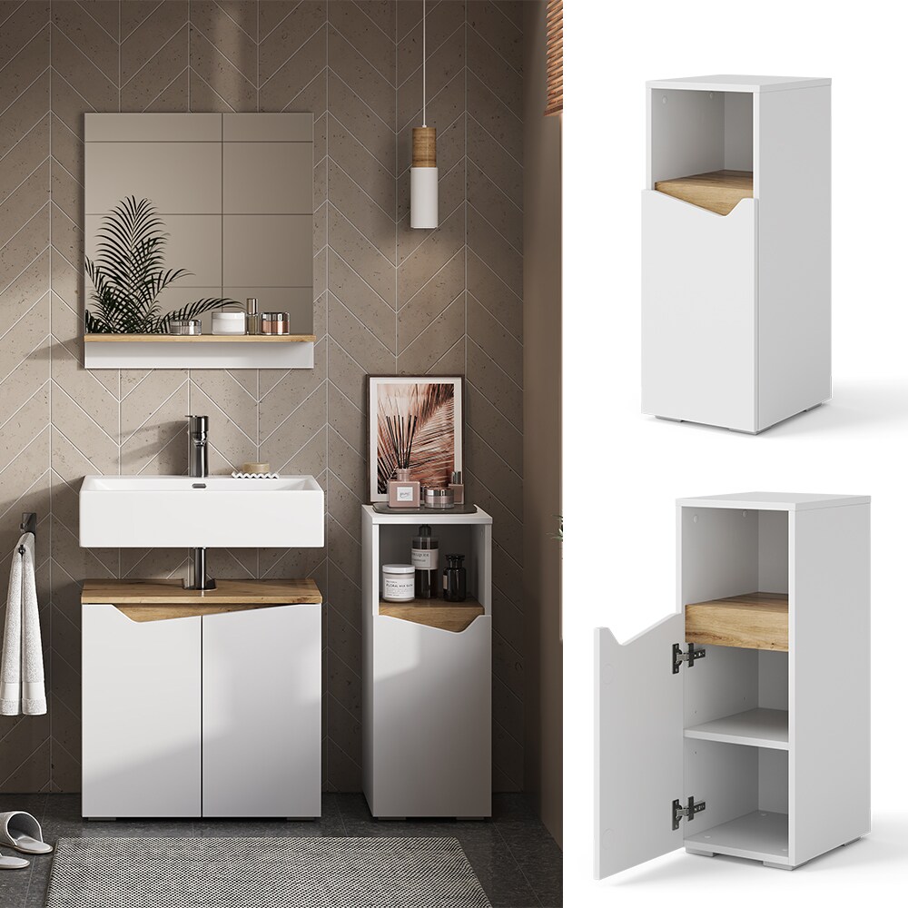 Vicco Midischrank Marelle 30 x 74 cm, Weiß Artisan Badschrank modern Badezimmer