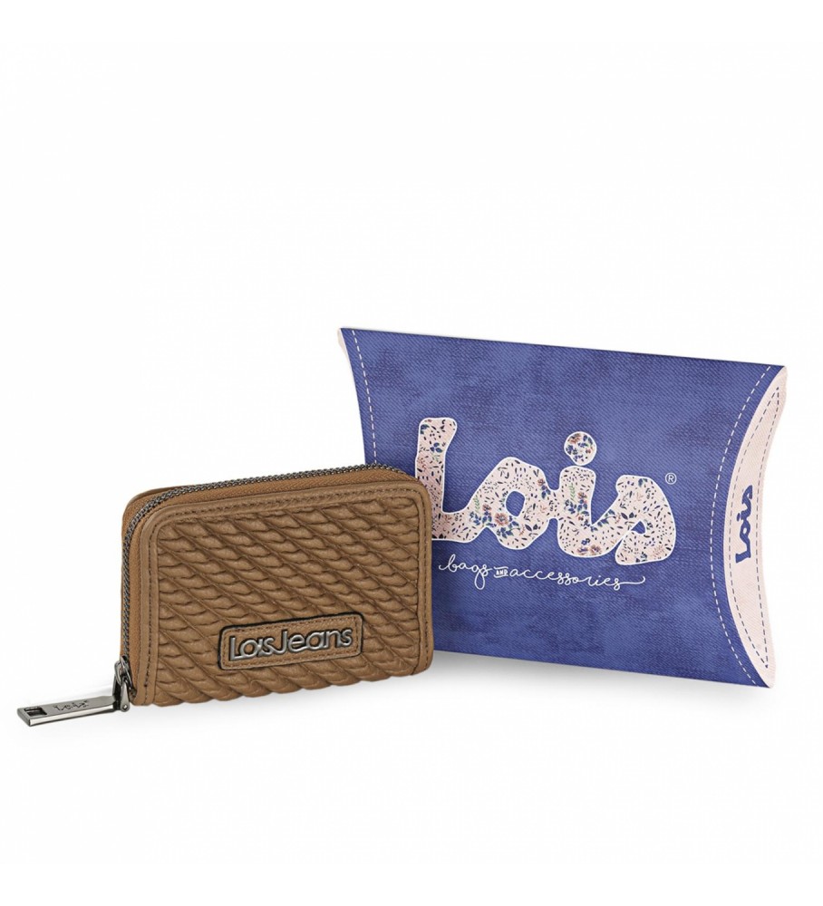 Carteira Lois LOIS com trava de segurança RFID anti-escaneamento, modelo 311726, cor taupe.