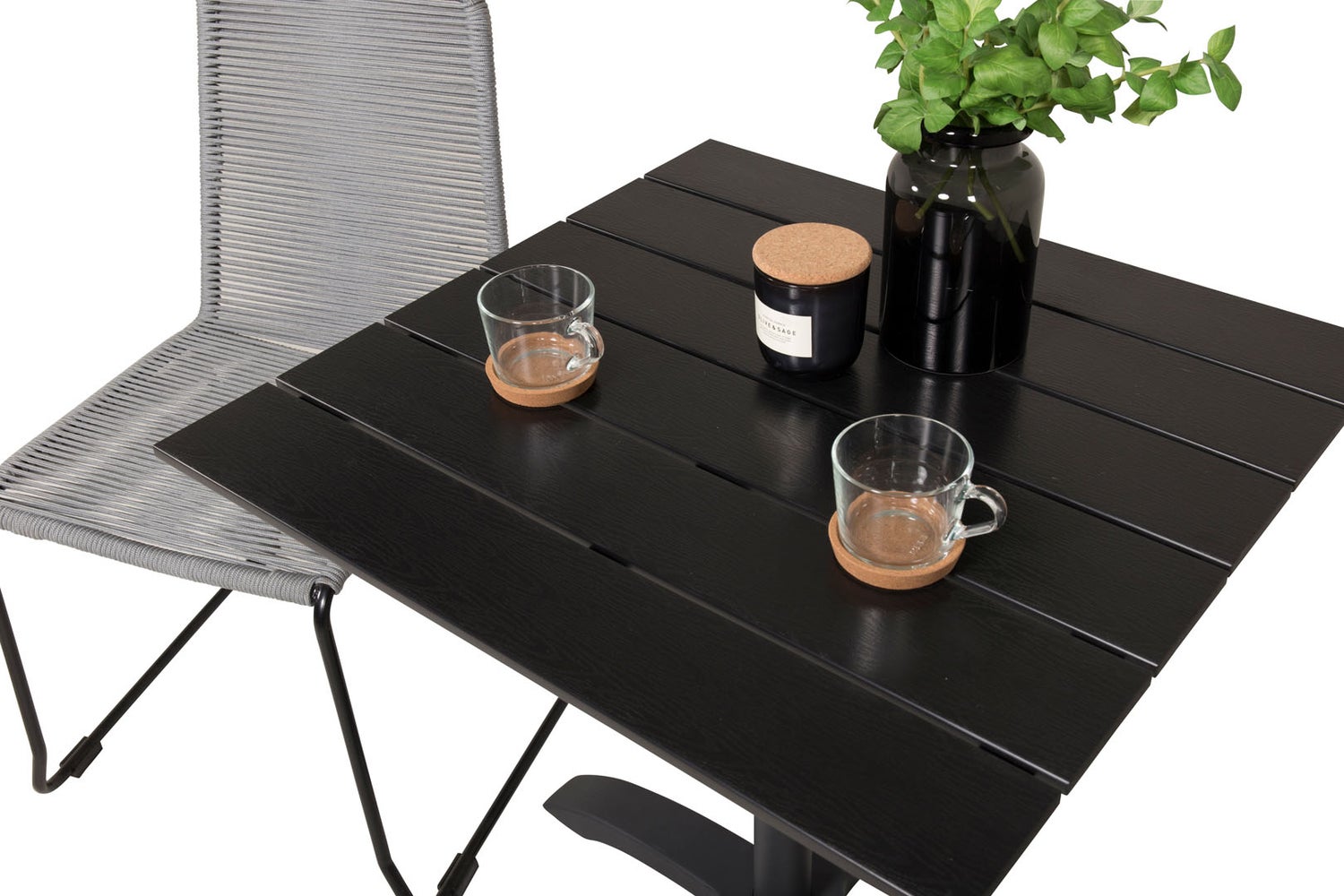 Colorado70*70 tuinset: tafel (70x70cm) en 2 stoelen, Lindos, zwart. 70 x 70 x 74 cm