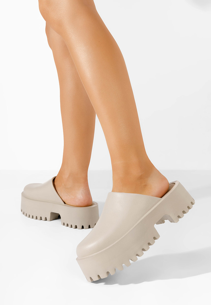 Sabots pour femme à plateforme kaki Ziora