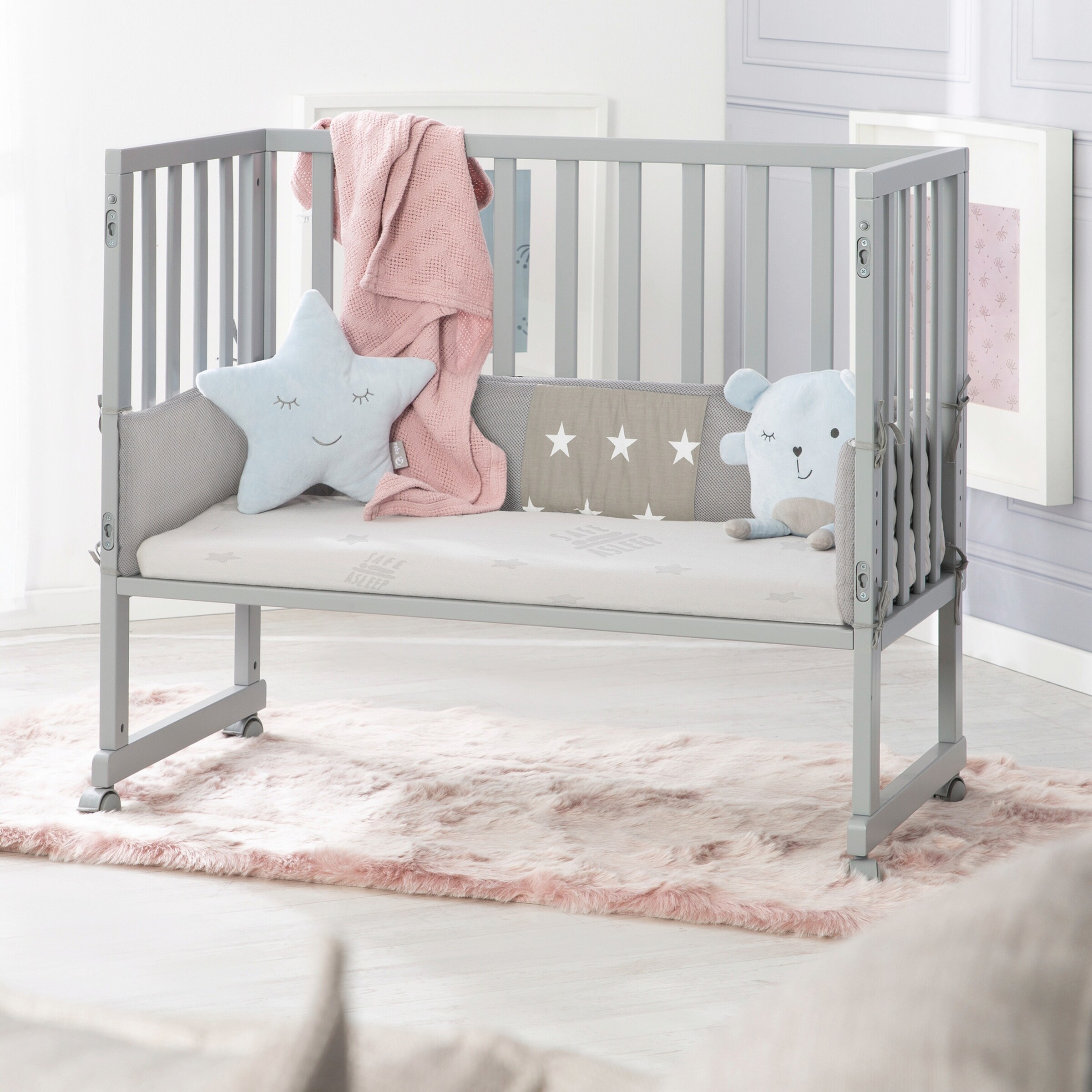 roba Stuben- & Beistellbett 3in1 mit Barriere  Little Stars safe asleep®