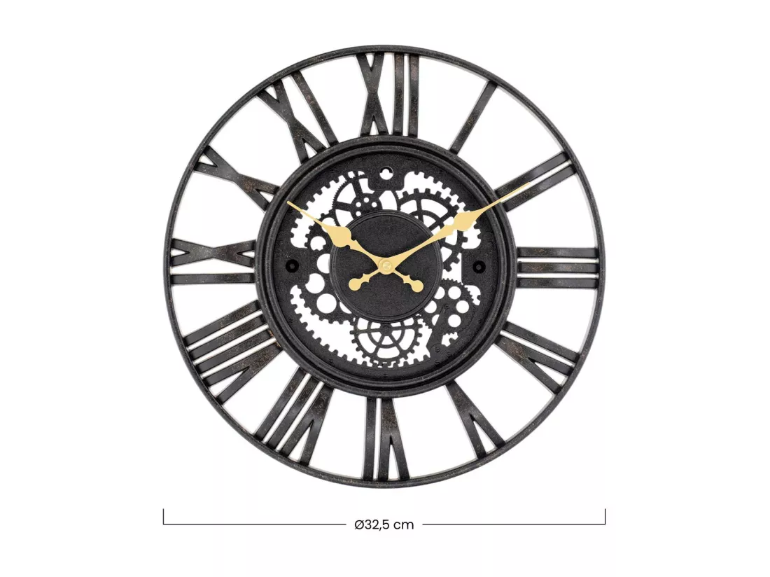 Horloge Murale Vintage Découpée Noir/Or Ø38 cm O91