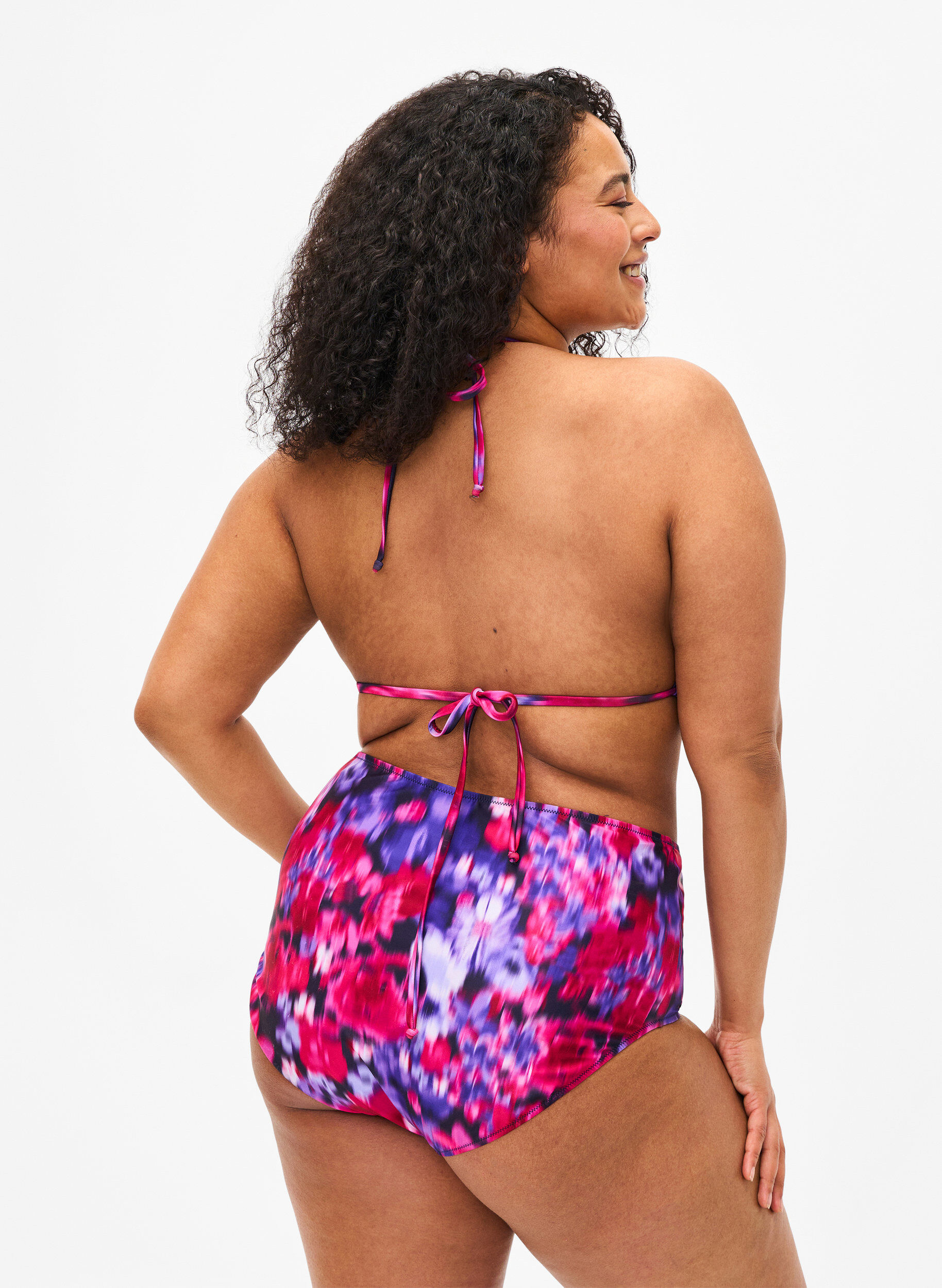 Bikini underdel med print og høj talje