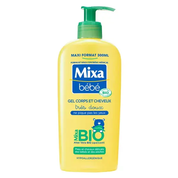 Mixa Baby Gel 2 em 1 Orgânico para Corpo e Cabelo 300ml