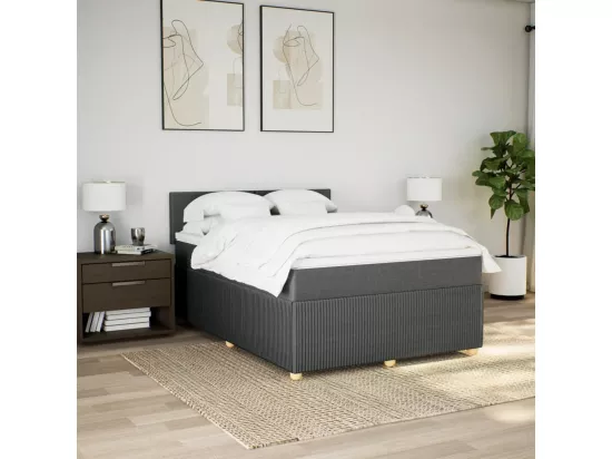 Sommier à lattes de lit avec matelas Gris foncé 160x200cm Tissu