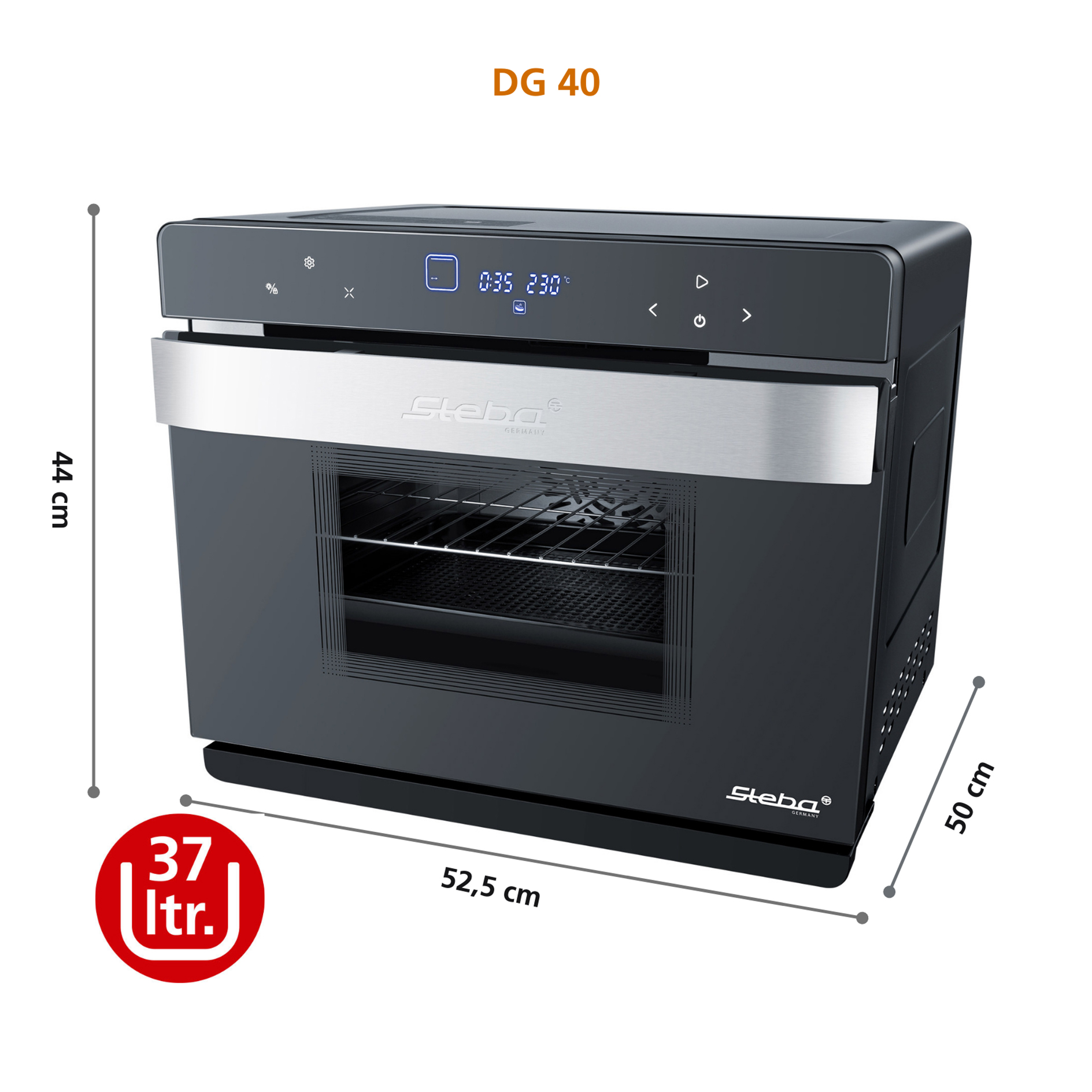 STEBA Multifunktions-Dampfbackofen DG 40 - schwarz - 2100 Watt