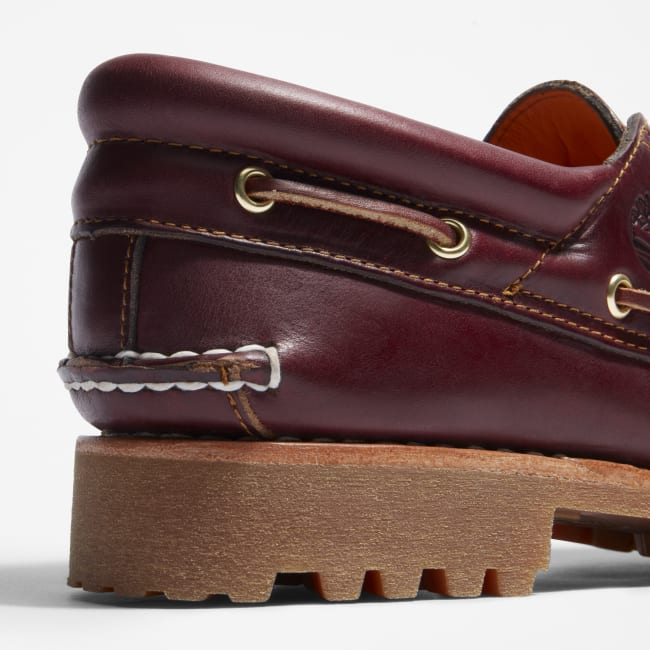 Scarpa da Barca 3-Eye Lug Handsewn da Uomo in                bordeaux