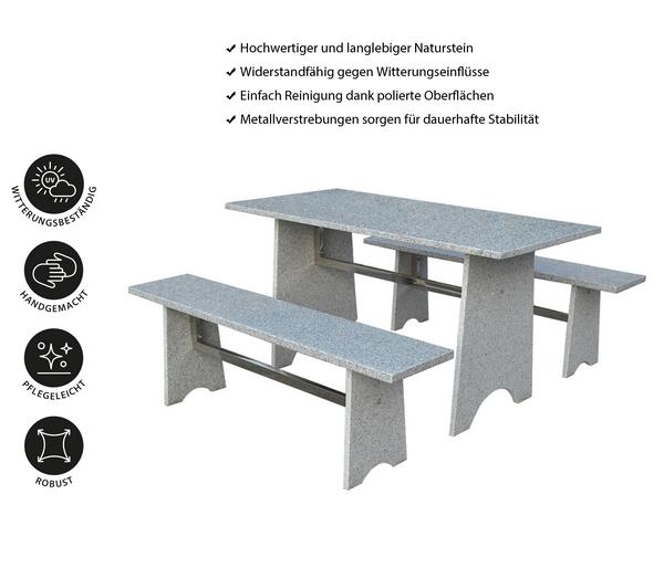 Dehner Gartenmöbel-Set aus Granit, 3-teilig