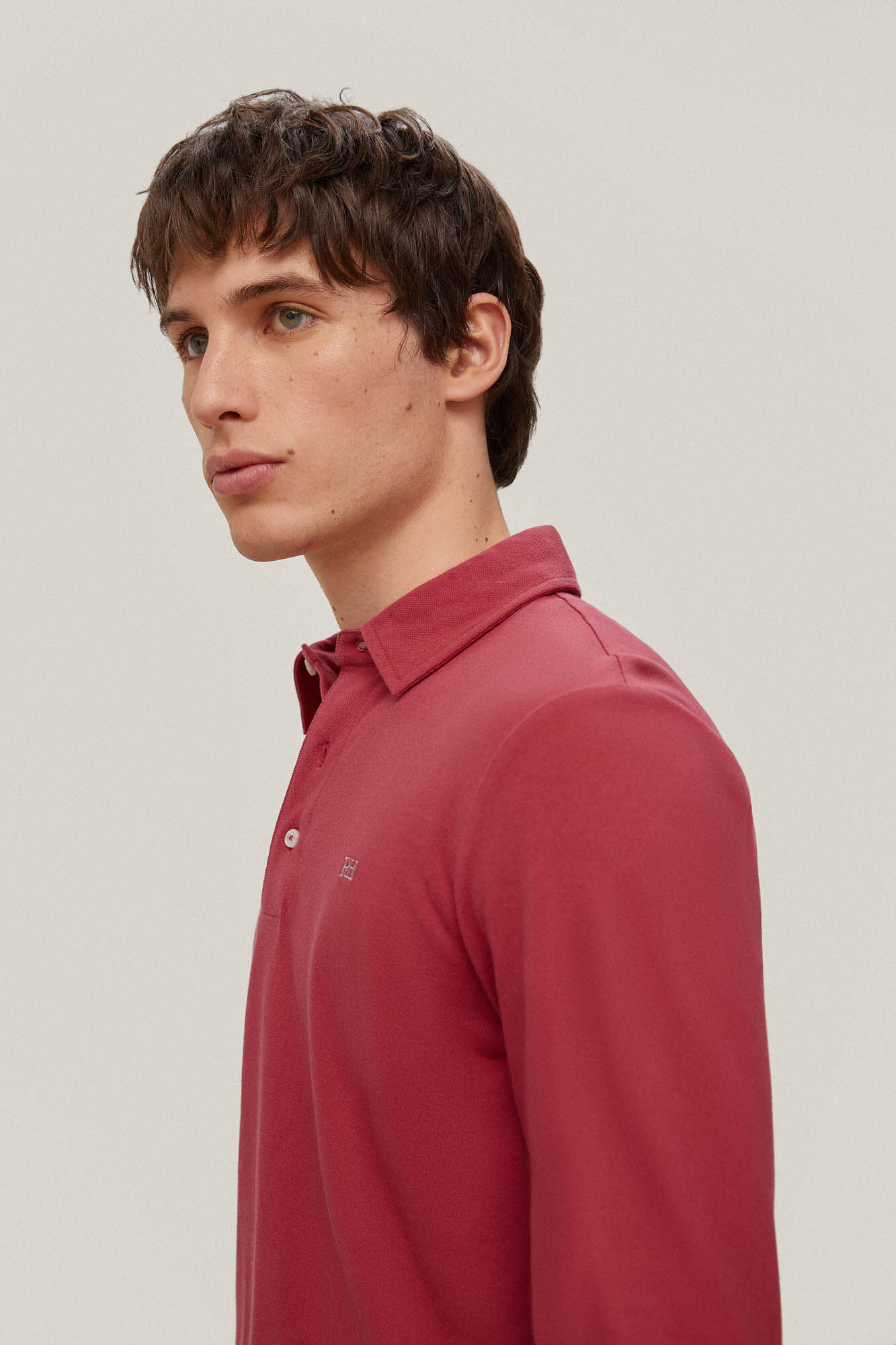 Polo básica de manga comprida - Rosa