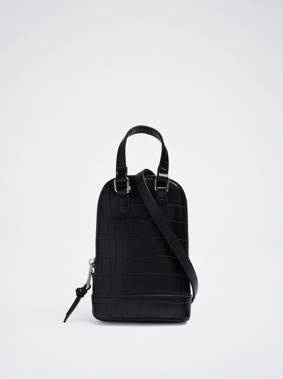 Bolsa para celular com estampa animal - Preta