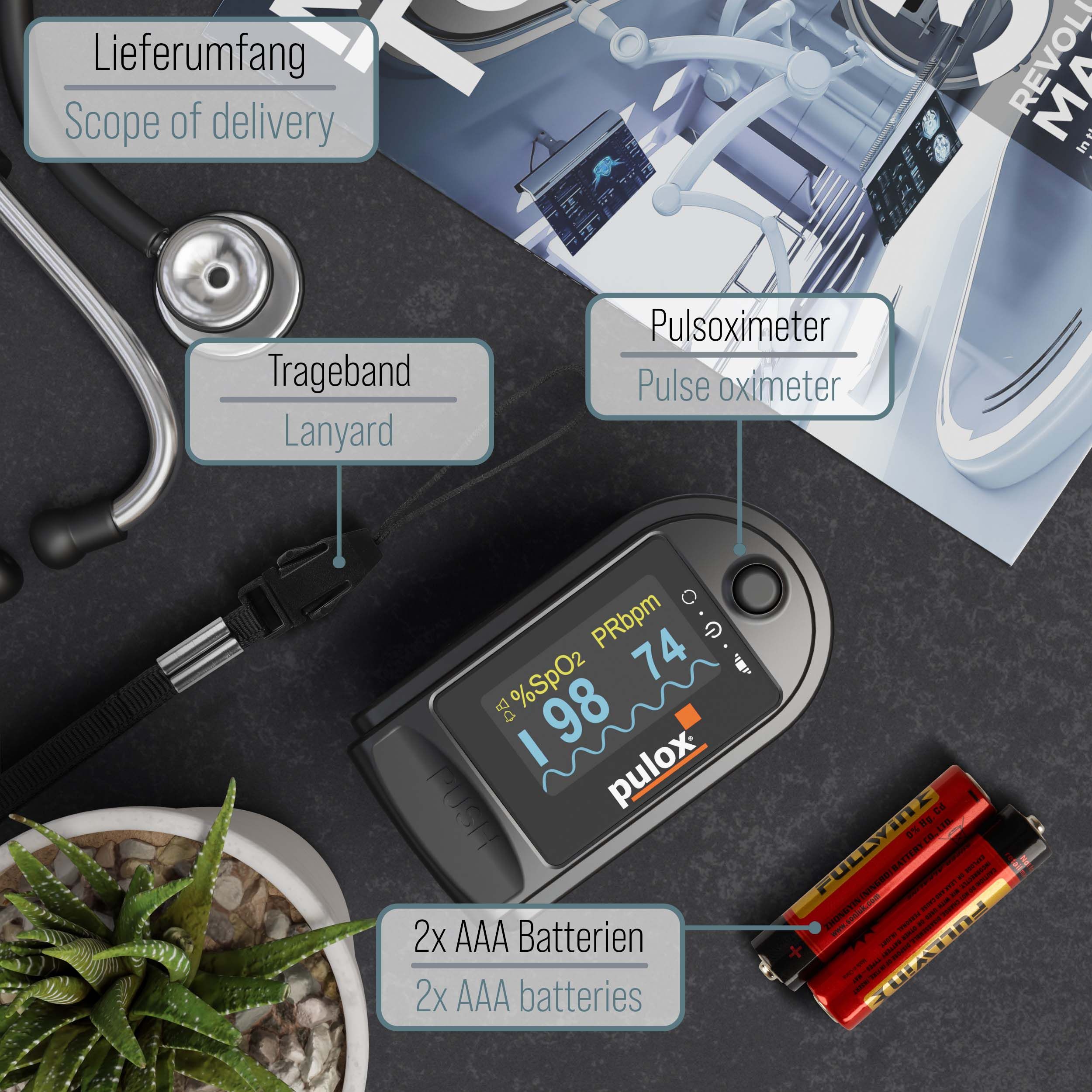 Pulox PO-200A Solo - Finger-Pulsoximeter - Schwarz