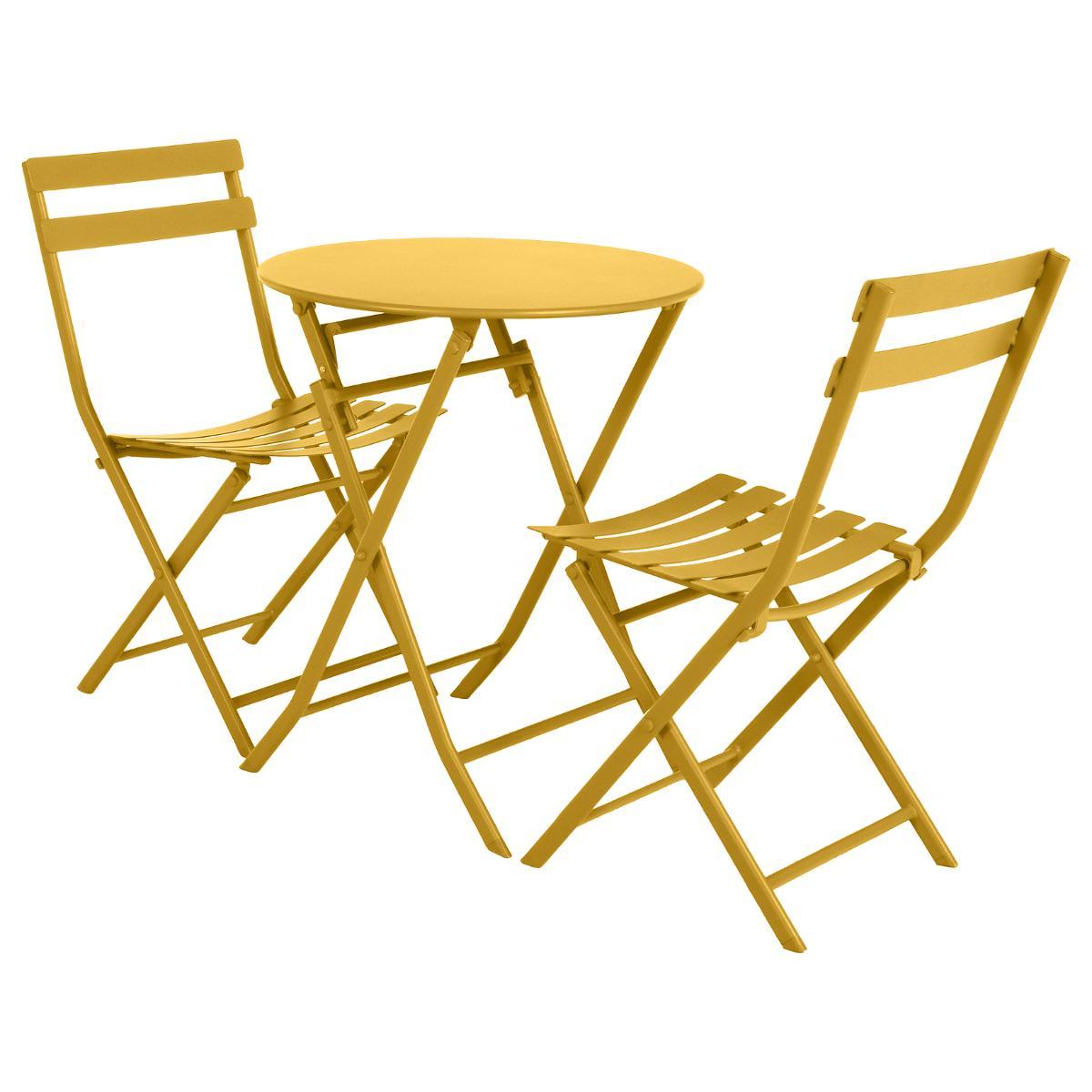 TABLE GREENSBORO RONDE MOUTARDE 2 PLACES