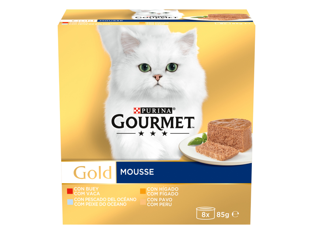 COMIDA HÚMIDA PARA GATO GOURMET GOLD MOUSSE 8X85G