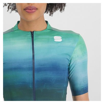 Maillot Manches Courtes Femme Sportful Flow Supergiara Vert/Bleu