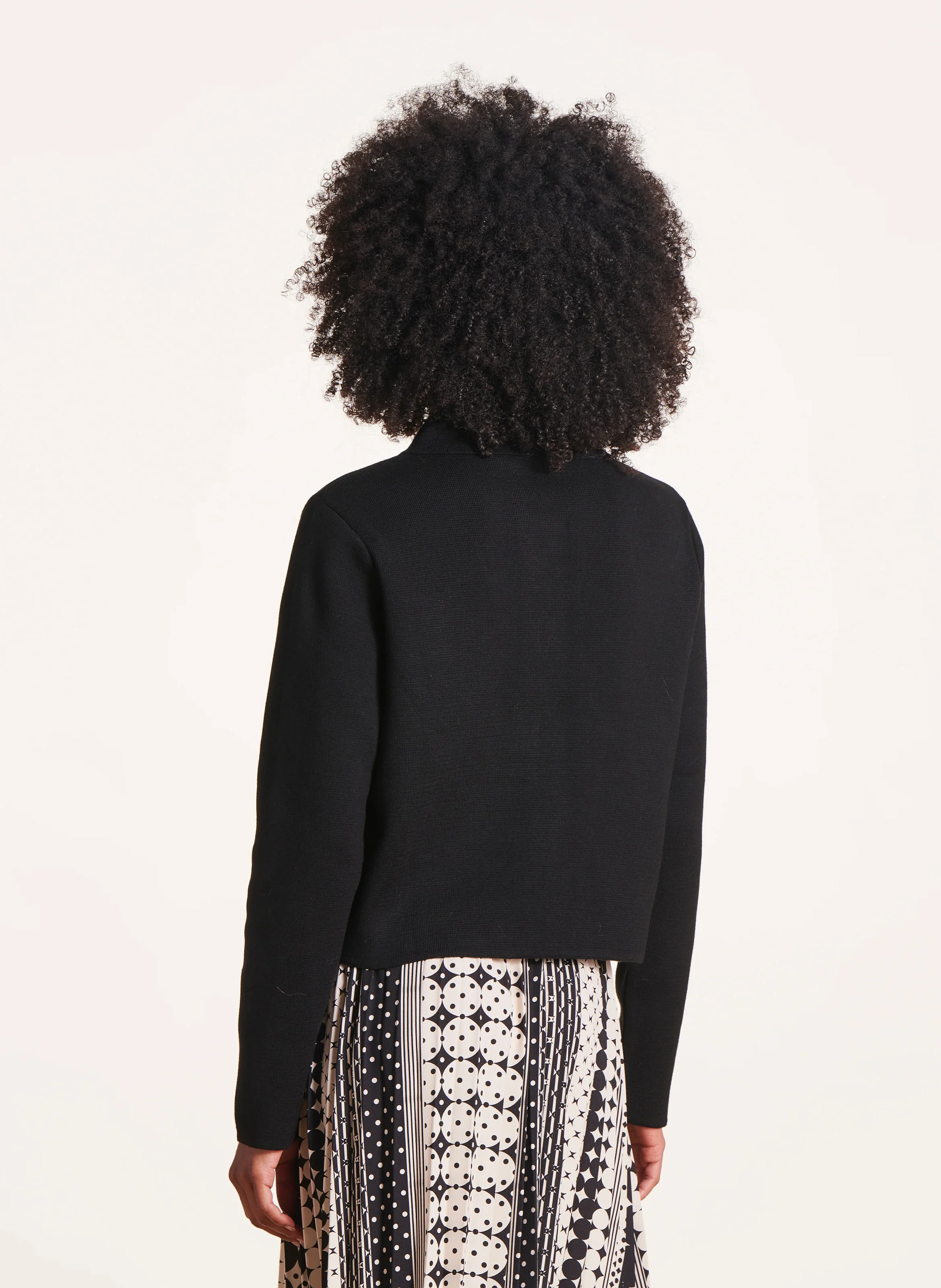 Gilet col classique en coton bio mélangé | Noir