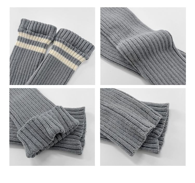 Shira - Gestreepte geribbelde beenwarmers in 6 kleuren