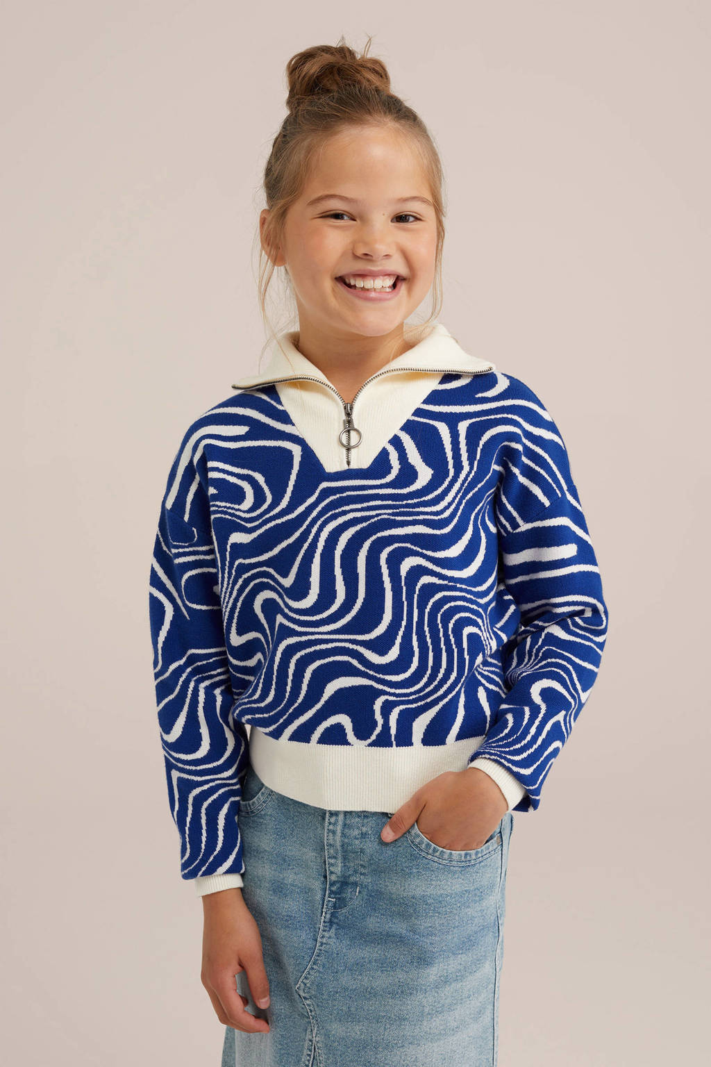 WE Fashion gebreide trui blauw