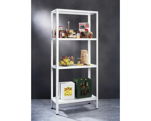 Schulte insteek-basisstelling, wit, 180x120x35 cm, 4 legplanken, gedeelde hoekprofielen, draagvermogen 340 kg