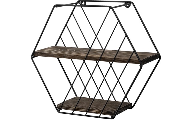 WOODY FASHION Wandregal »Liliales 44 x 40 x 15 cm, Schwarz/Walnuss«
