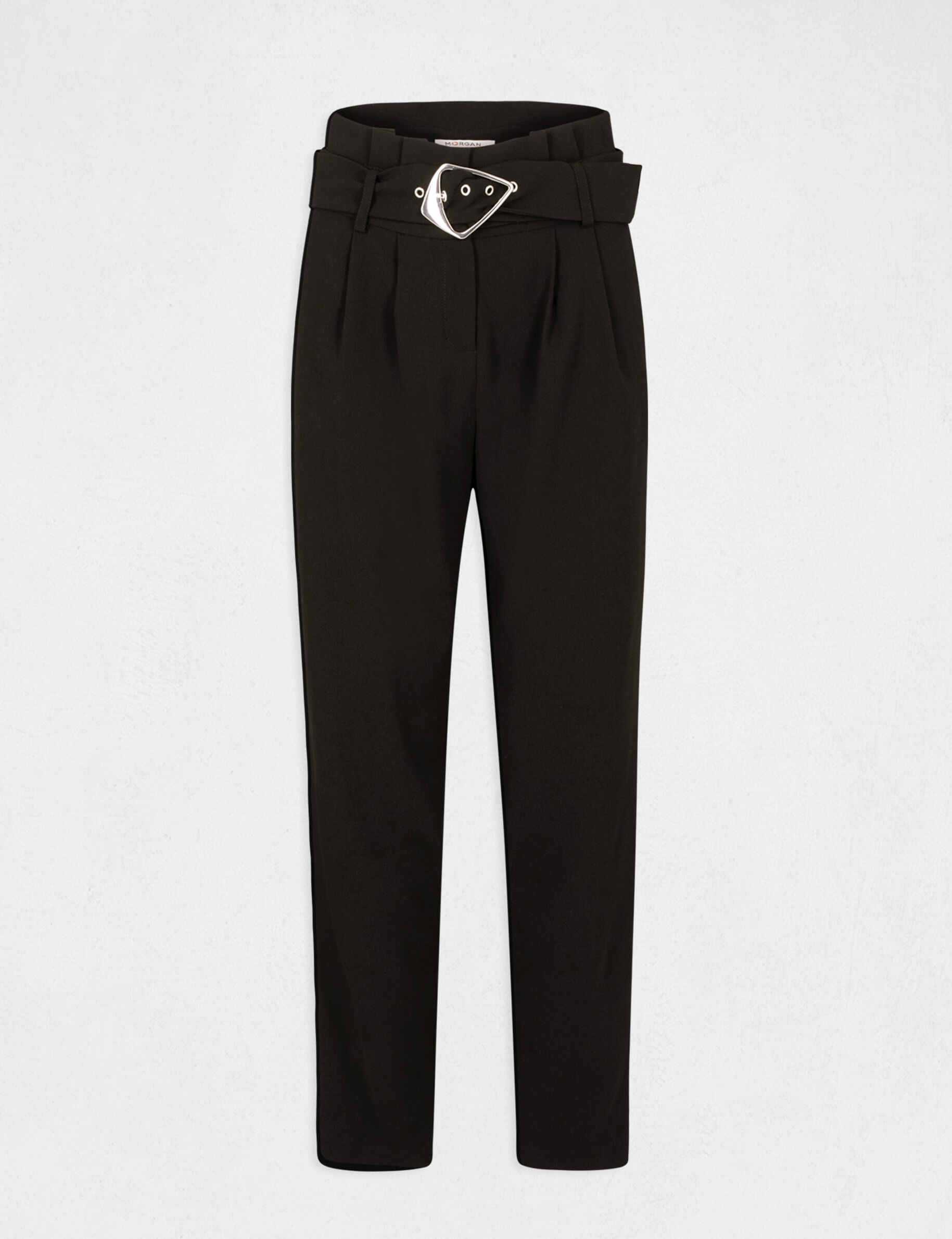 Pantalon paperbag 7/8ème noir femme - noir