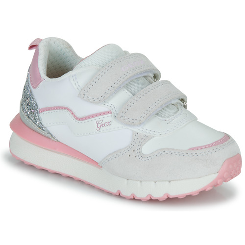 Geox - J FASTICS GIRL - Blanc / Rose / Argenté