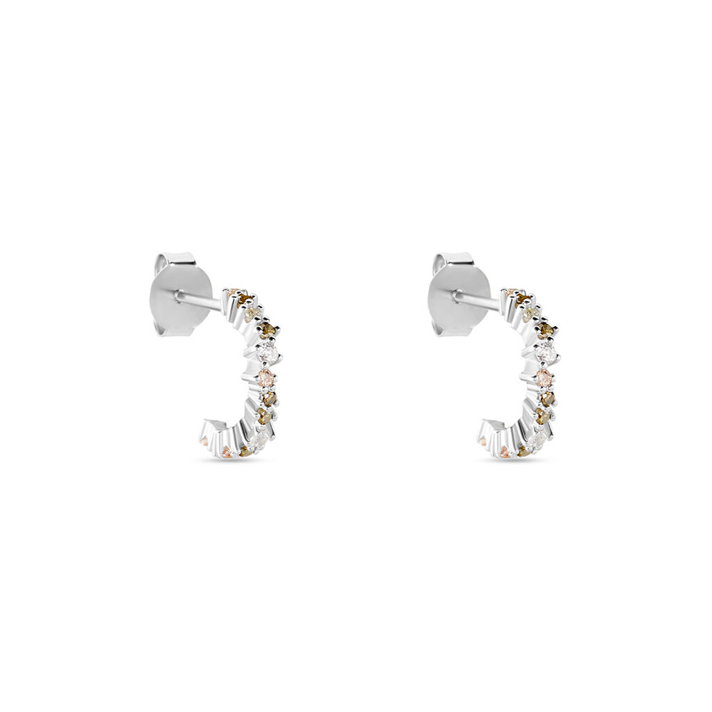 Créoles Indy Argent Blanc Oxyde De Zirconium