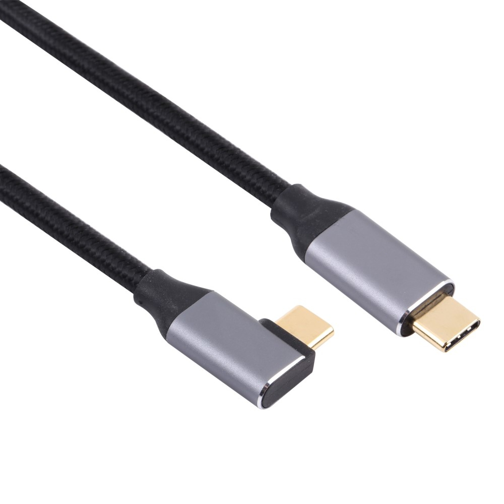 (1m) 100W USB C auf USB C 90 Grad Winkel Ladekabel Thunderbolt 3 Nylon Datenkabel 4K Monitor-Verbindungskabel 10 Gbit/s - Schwarz