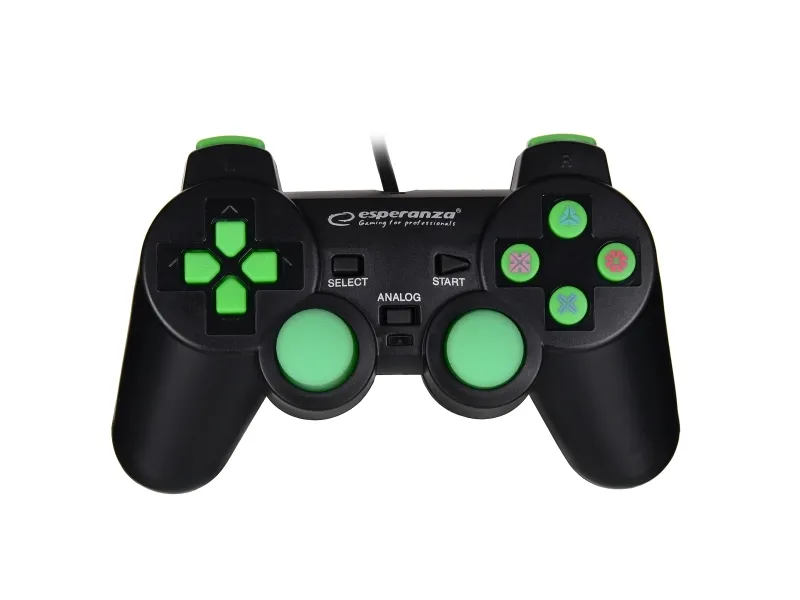 Esperanza TROOPER - Gamepad - kabling - sort, grøn - for PC, Sony PlayStation 3