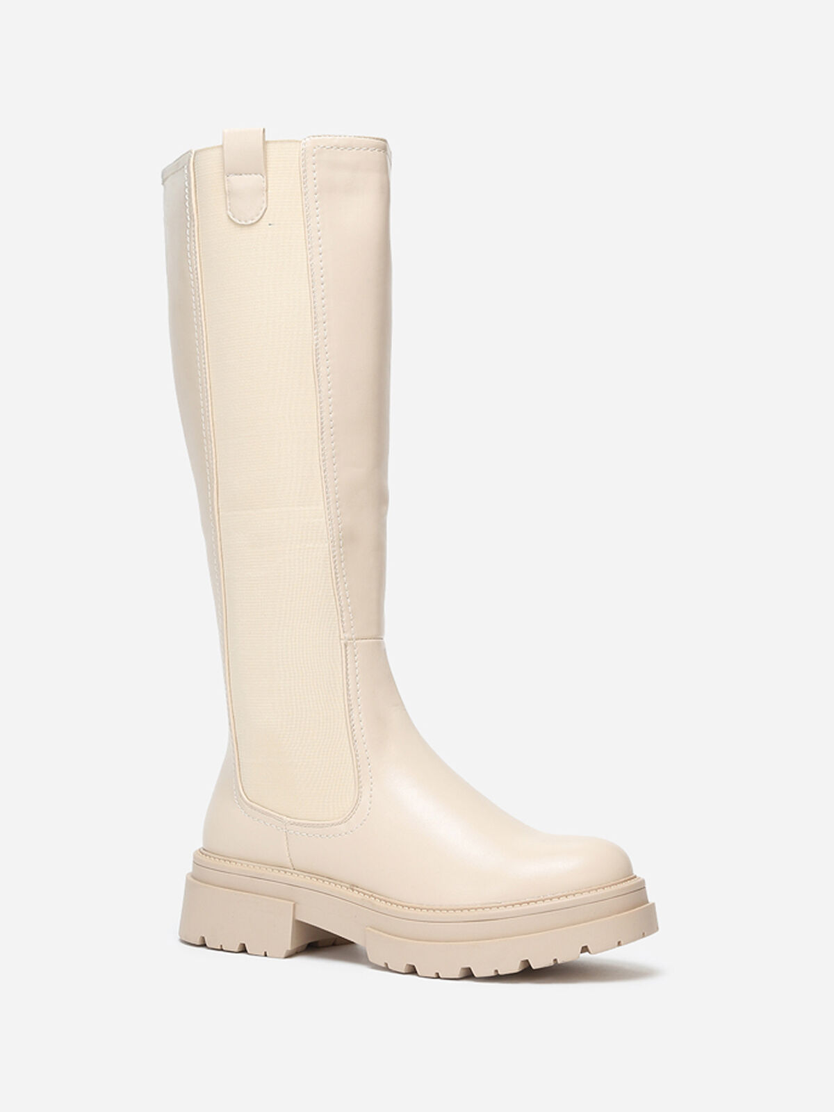Bottes chelsea beiges à semelle crantée Beige- Beige
