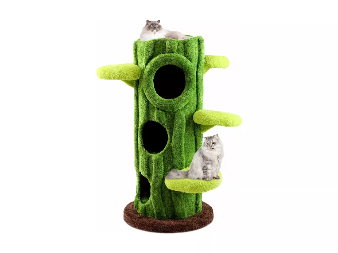 Arbre à chat en bois massif, d60cm×h120cm, vert