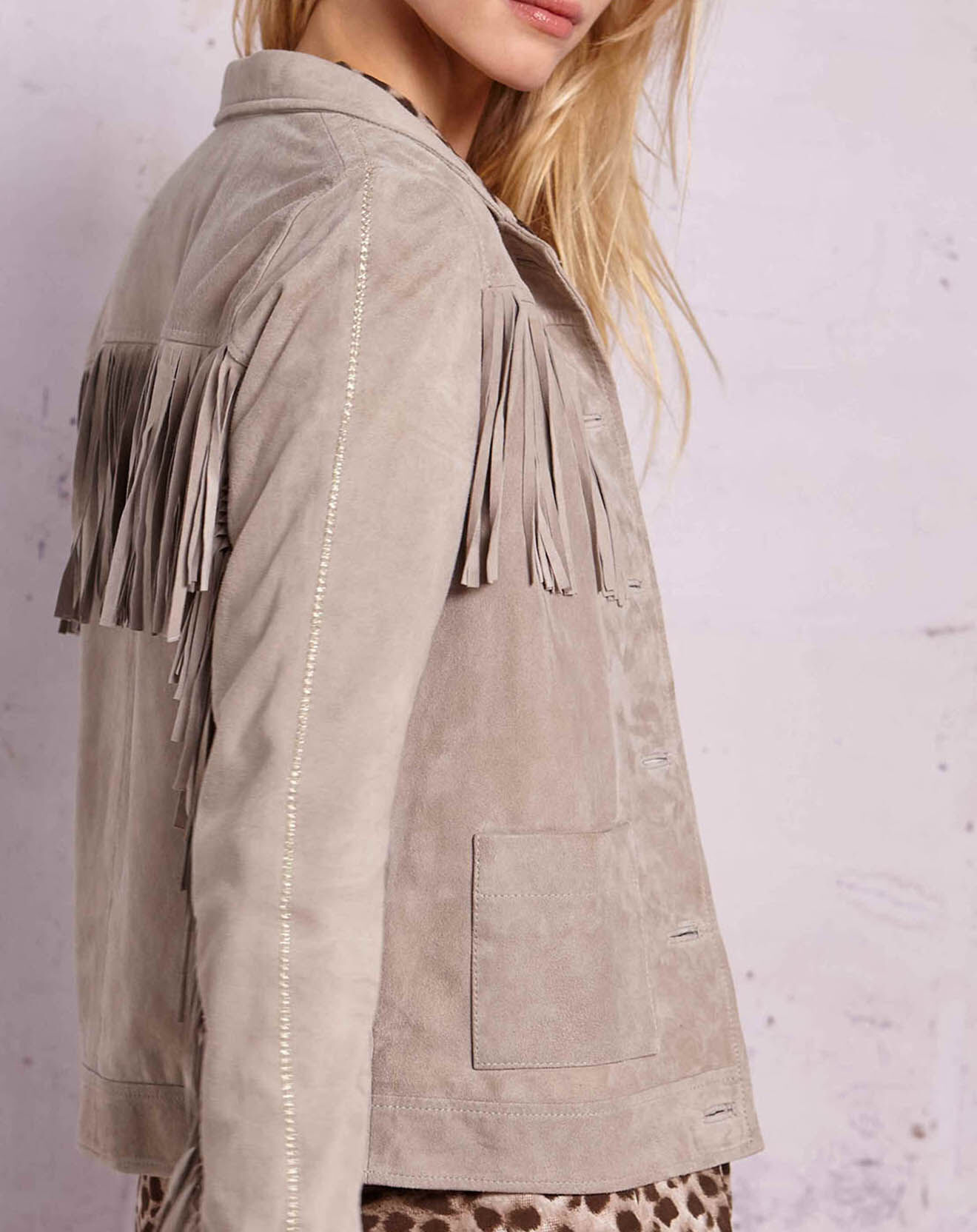Swildens Veste en Velours de Cuir Qelio perle