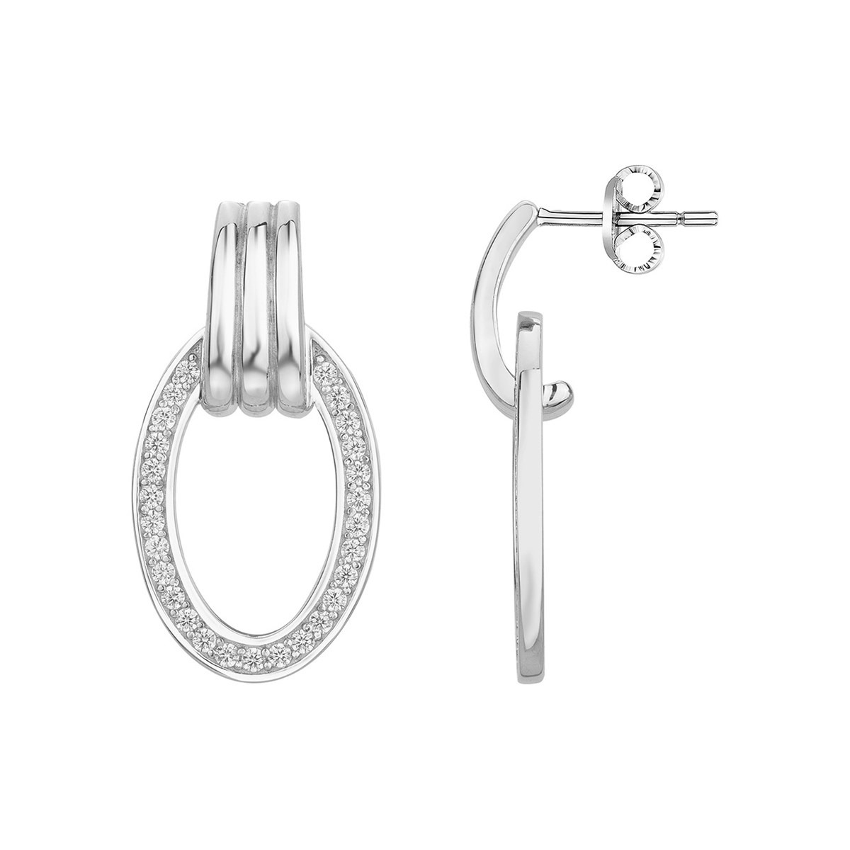 Boucles d'oreilles en Argent avec oxyde de zirconium blanc