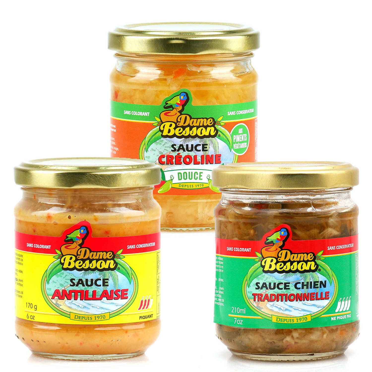 Assortiment de 3 sauces créoles traditionnelles