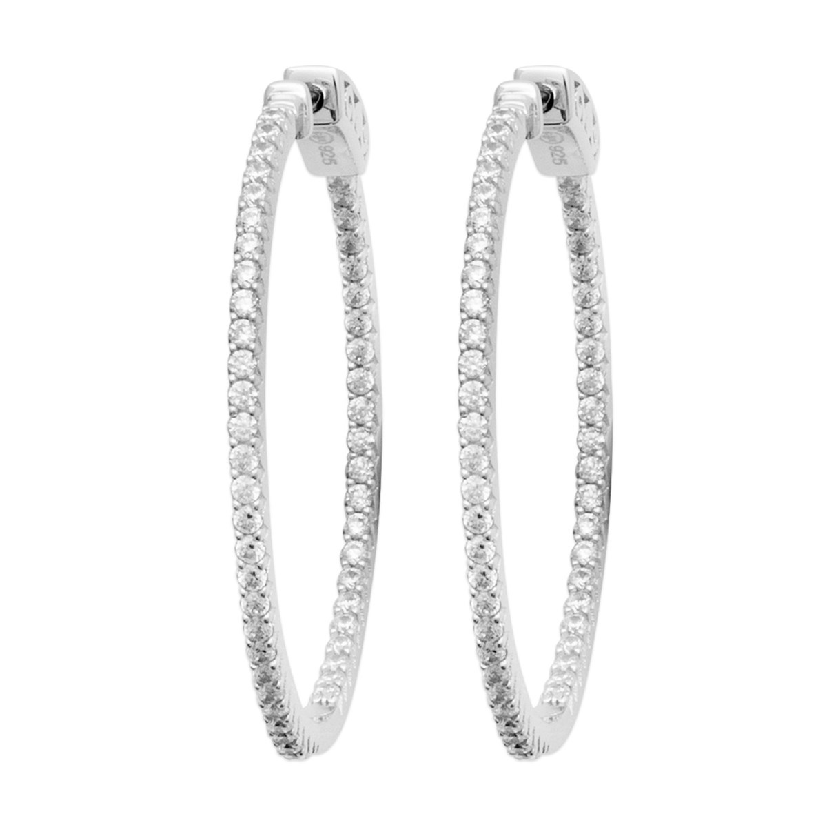 Créoles Brillaxis argent empierrées 28mm