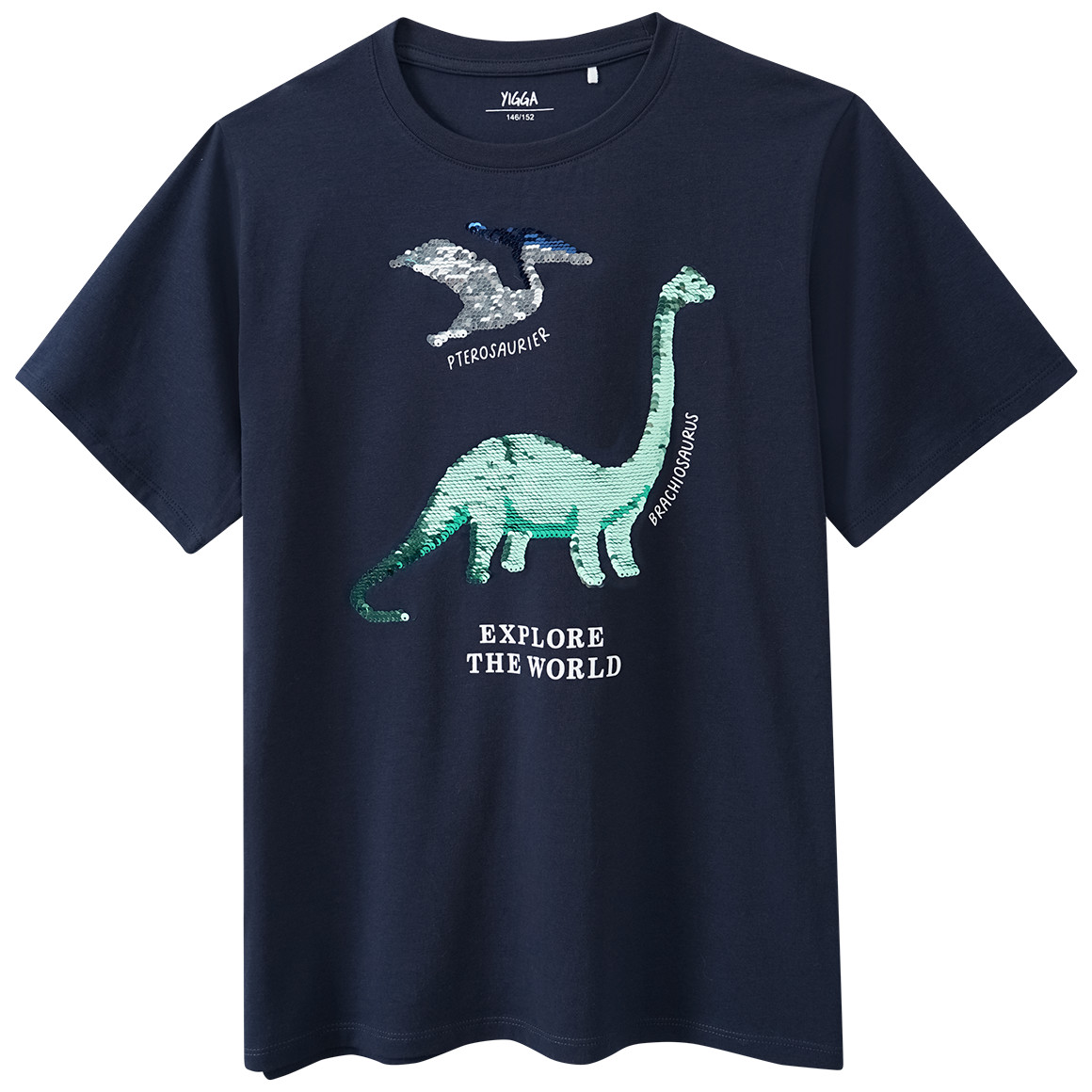 Yigga Jungen T-Shirt mit Wendepailletten dunkelblau