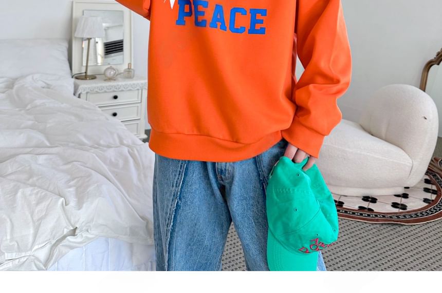 SeoulPop - Sweatshirt met losse pasvorm en letters
