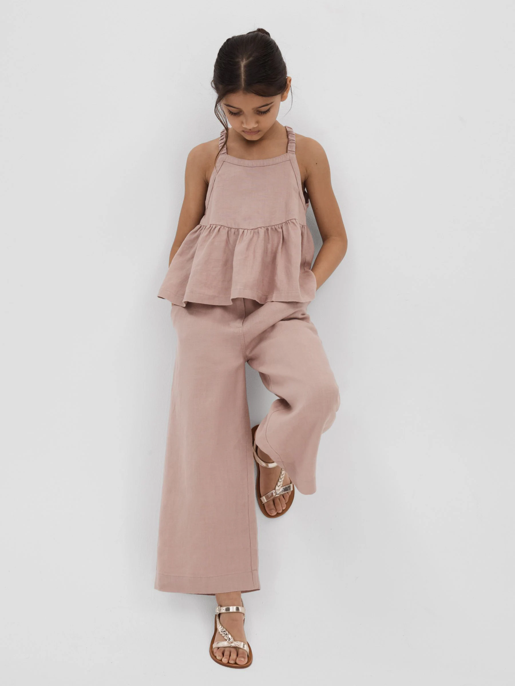 Reiss Dani top van linnen met peplum